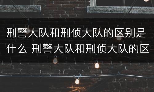 刑警大队和刑侦大队的区别是什么 刑警大队和刑侦大队的区别是什么呢