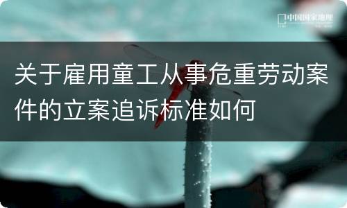 关于雇用童工从事危重劳动案件的立案追诉标准如何