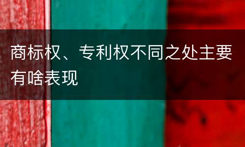 商标权、专利权不同之处主要有啥表现