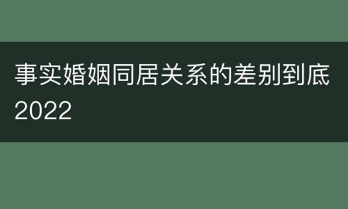 事实婚姻同居关系的差别到底2022