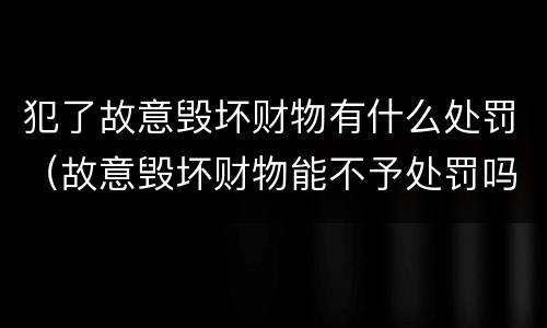 犯了故意毁坏财物有什么处罚（故意毁坏财物能不予处罚吗）