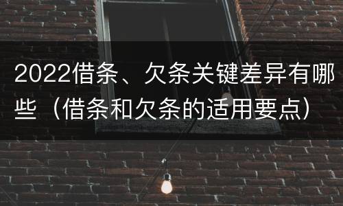 2022借条、欠条关键差异有哪些（借条和欠条的适用要点）