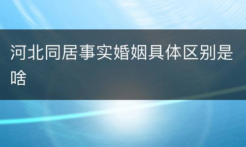 河北同居事实婚姻具体区别是啥