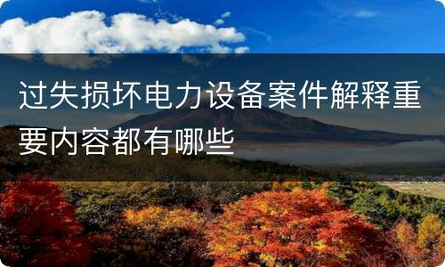 过失损坏电力设备案件解释重要内容都有哪些