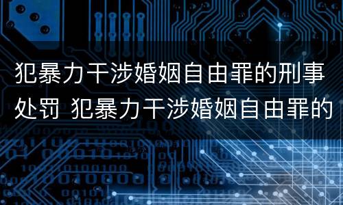 犯暴力干涉婚姻自由罪的刑事处罚 犯暴力干涉婚姻自由罪的刑事处罚是什么