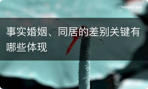 事实婚姻、同居的差别关键有哪些体现