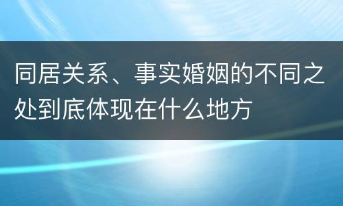 同居关系、事实婚姻的不同之处到底体现在什么地方