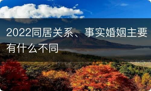 2022同居关系、事实婚姻主要有什么不同