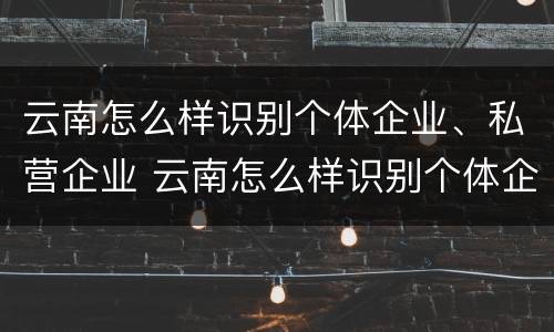 云南怎么样识别个体企业、私营企业 云南怎么样识别个体企业,私营企业名称