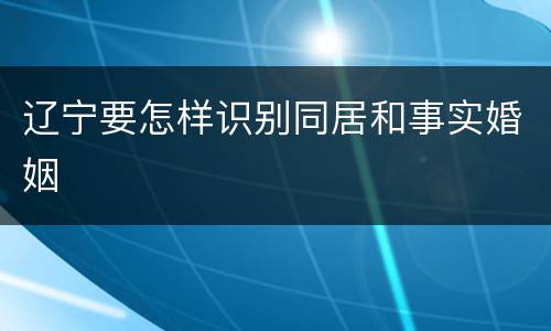 辽宁要怎样识别同居和事实婚姻