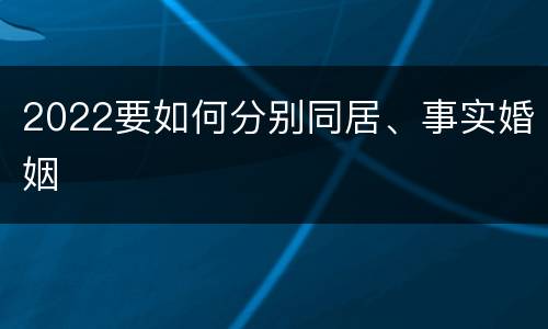 2022要如何分别同居、事实婚姻