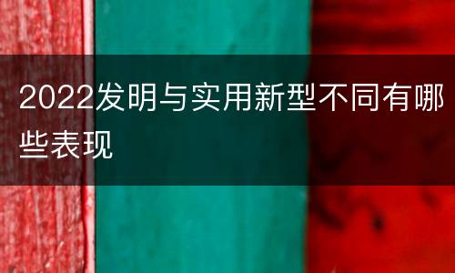 2022发明与实用新型不同有哪些表现