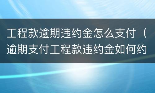 工程款逾期违约金怎么支付（逾期支付工程款违约金如何约定）