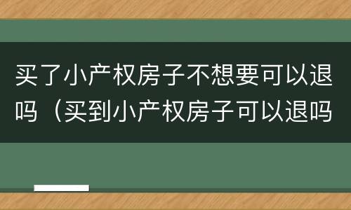 买了小产权房子不想要可以退吗（买到小产权房子可以退吗）