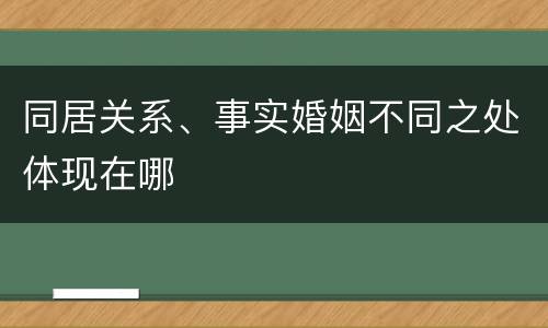 同居关系、事实婚姻不同之处体现在哪