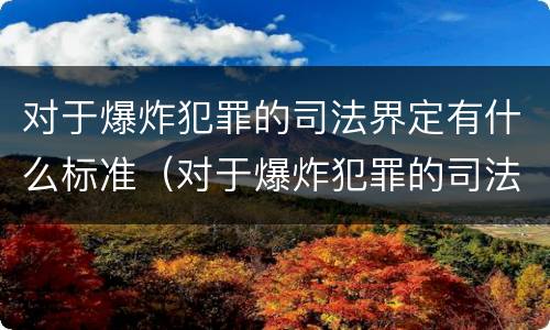 对于爆炸犯罪的司法界定有什么标准（对于爆炸犯罪的司法界定有什么标准吗）