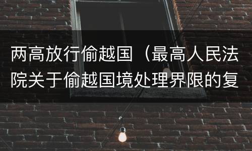 两高放行偷越国（最高人民法院关于偷越国境处理界限的复函）