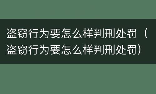 盗窃行为要怎么样判刑处罚（盗窃行为要怎么样判刑处罚）