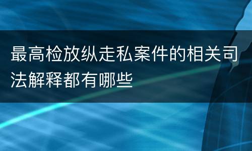 最高检放纵走私案件的相关司法解释都有哪些