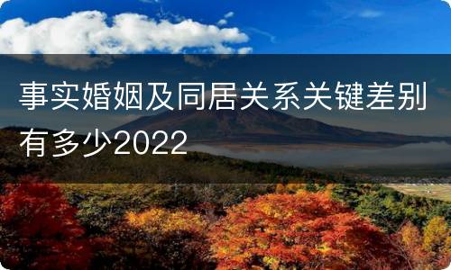 事实婚姻及同居关系关键差别有多少2022