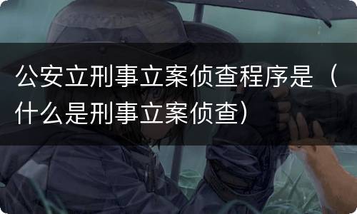 公安立刑事立案侦查程序是（什么是刑事立案侦查）