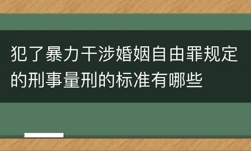 犯了暴力干涉婚姻自由罪规定的刑事量刑的标准有哪些