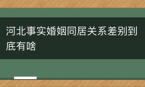 河北事实婚姻同居关系差别到底有啥