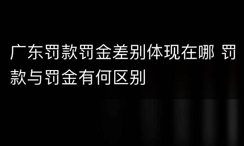 广东罚款罚金差别体现在哪 罚款与罚金有何区别