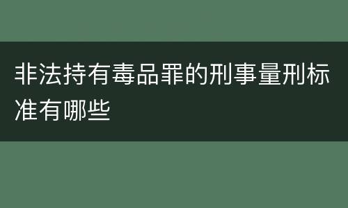 非法持有毒品罪的刑事量刑标准有哪些