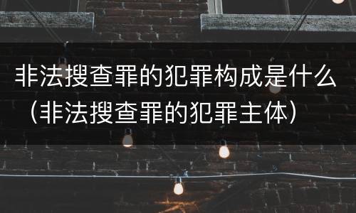 非法搜查罪的犯罪构成是什么（非法搜查罪的犯罪主体）