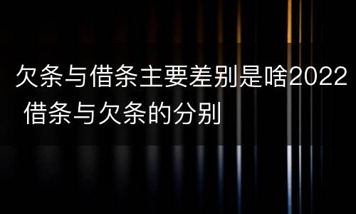 欠条与借条主要差别是啥2022 借条与欠条的分别