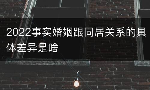 2022事实婚姻跟同居关系的具体差异是啥