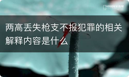 两高丢失枪支不报犯罪的相关解释内容是什么