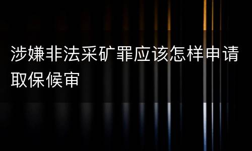 涉嫌非法采矿罪应该怎样申请取保候审