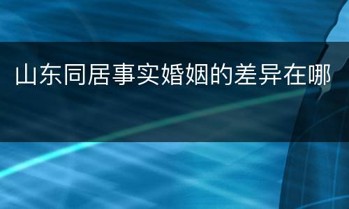 山东同居事实婚姻的差异在哪