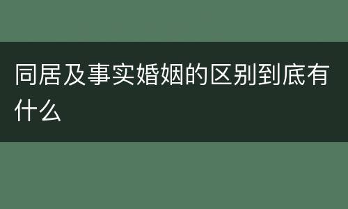 同居及事实婚姻的区别到底有什么