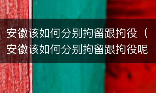 安徽该如何分别拘留跟拘役（安徽该如何分别拘留跟拘役呢）