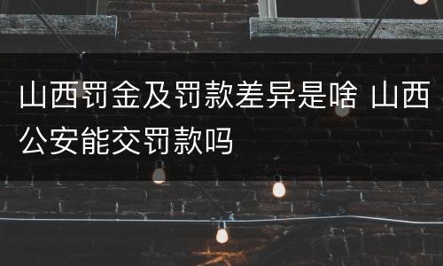 山西罚金及罚款差异是啥 山西公安能交罚款吗