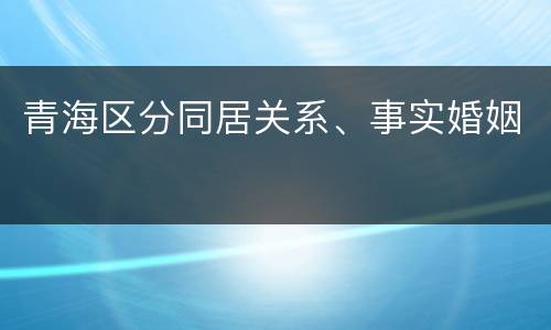 青海区分同居关系、事实婚姻