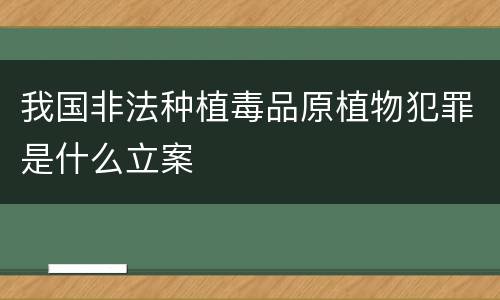 我国非法种植毒品原植物犯罪是什么立案