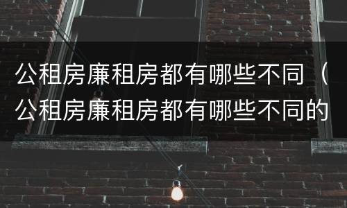 公租房廉租房都有哪些不同（公租房廉租房都有哪些不同的）