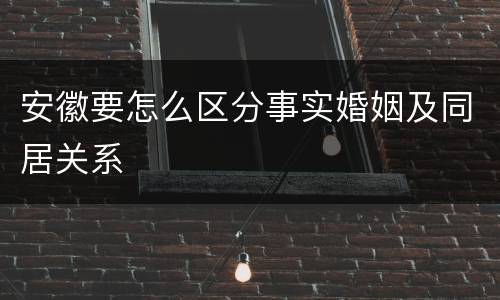 安徽要怎么区分事实婚姻及同居关系