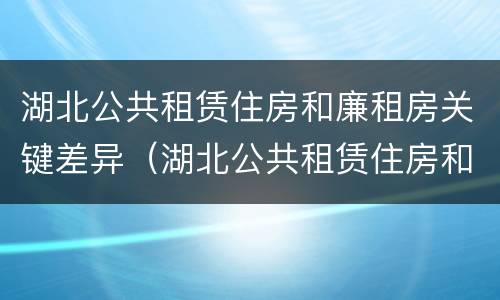 湖北公共租赁住房和廉租房关键差异（湖北公共租赁住房和廉租房关键差异分析）