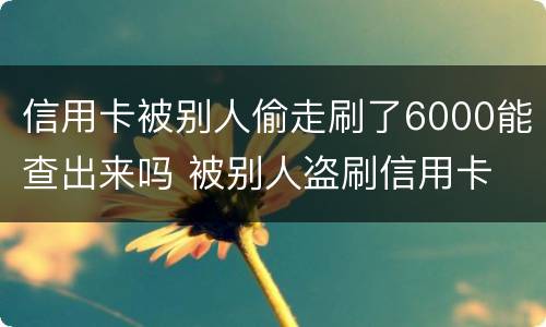 信用卡被别人偷走刷了6000能查出来吗 被别人盗刷信用卡