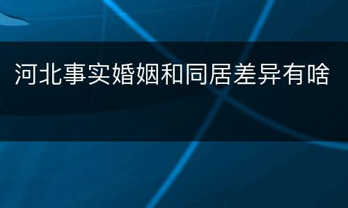 河北事实婚姻和同居差异有啥