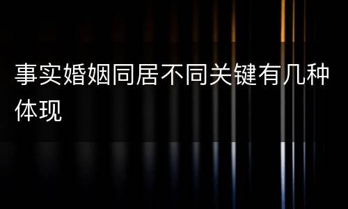 事实婚姻同居不同关键有几种体现