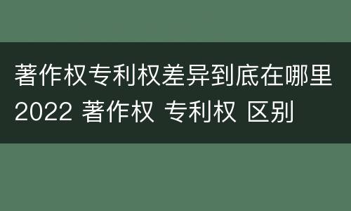 著作权专利权差异到底在哪里2022 著作权 专利权 区别