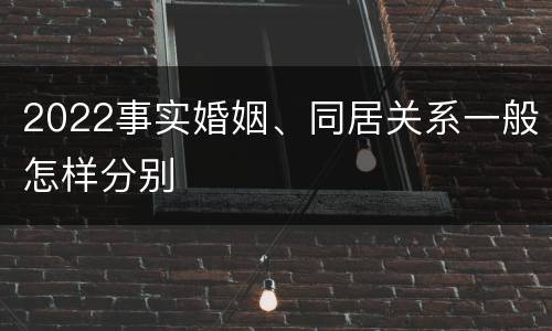 2022事实婚姻、同居关系一般怎样分别