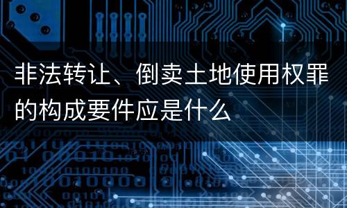 非法转让、倒卖土地使用权罪的构成要件应是什么