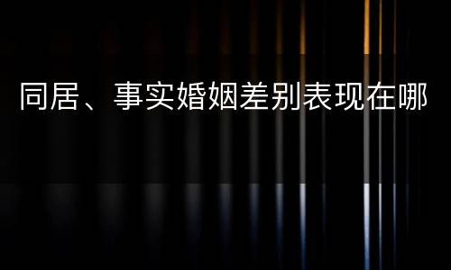 同居、事实婚姻差别表现在哪